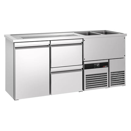 GGM Gastro Direct Draw Beer Dispenser / Kegerator PREMIUM - 1950x700mm - 1 Solid Door & 2 Drawers