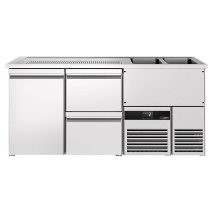 GGM Gastro Direct Draw Beer Dispenser / Kegerator PREMIUM - 1950x700mm - 1 Solid Door & 2 Drawers