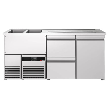 GGM Gastro Direct Draw Beer Dispenser / Kegerator PREMIUM - 1950x700mm - 1 Solid Door & 2 Drawers