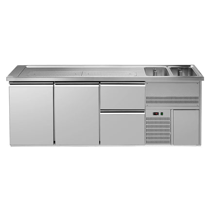GGM Gastro Direct Draw Beer Dispenser / Kegerator PREMIUM – 2-Door – 2 Right Sinks, 2 Drawers – 2500×700 mm