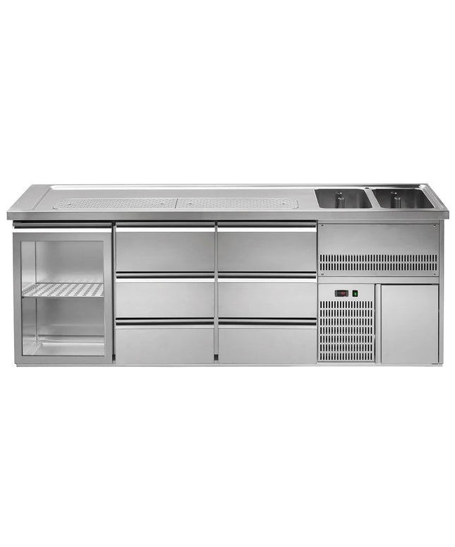 GGM Gastro Direct Draw Beer Dispenser / Kegerator PREMIUM – 2500×700 mm – Glass Door, 6-Drawer