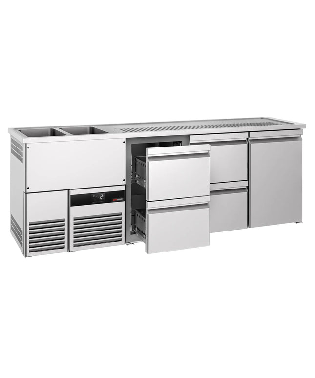 GGM Gastro Direct Draw Beer Dispenser / Kegerator PREMIUM - 2500x700mm - 1 Solid Door & 4 Drawers
