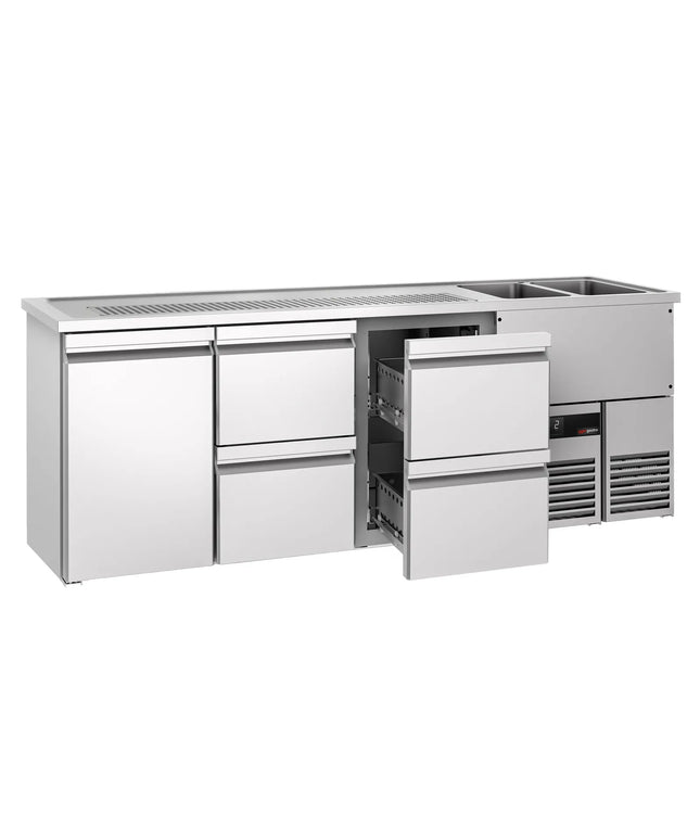 GGM Gastro Direct Draw Beer Dispenser / Kegerator PREMIUM - 2500x700mm - 1 Solid Door & 4 Drawers