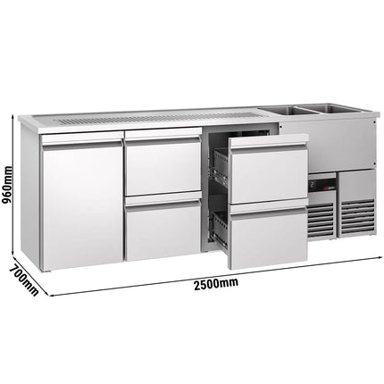 GGM Gastro Direct Draw Beer Dispenser / Kegerator PREMIUM - 2500x700mm - 1 Solid Door & 4 Drawers