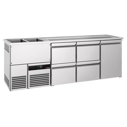 GGM Gastro Direct Draw Beer Dispenser / Kegerator PREMIUM - 2500x700mm - 1 Solid Door & 4 Drawers