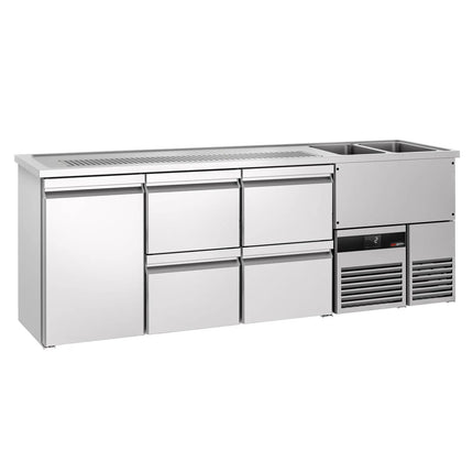 GGM Gastro Direct Draw Beer Dispenser / Kegerator PREMIUM - 2500x700mm - 1 Solid Door & 4 Drawers