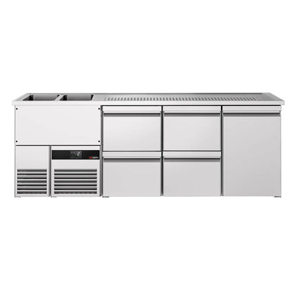 GGM Gastro Direct Draw Beer Dispenser / Kegerator PREMIUM - 2500x700mm - 1 Solid Door & 4 Drawers
