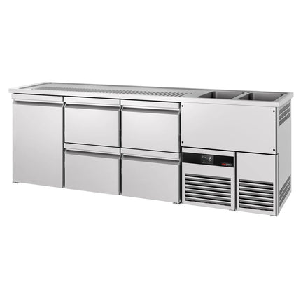 GGM Gastro Direct Draw Beer Dispenser / Kegerator PREMIUM - 2500x700mm - 1 Solid Door & 4 Drawers
