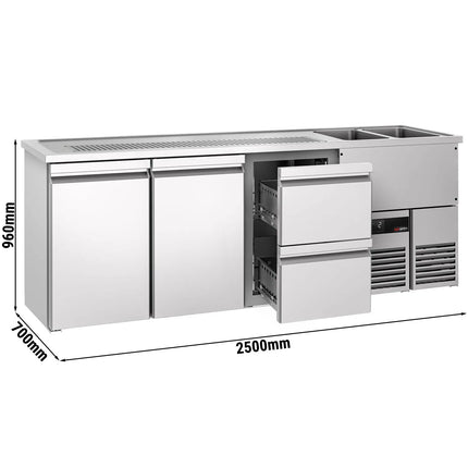 GGM Gastro Direct Draw Beer Dispenser / Kegerator PREMIUM - 2500x700mm - 2 Doors & 2 Drawers