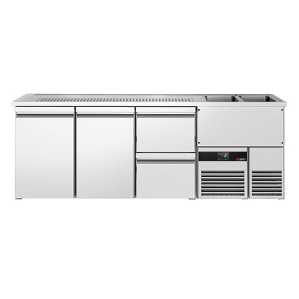 GGM Gastro Direct Draw Beer Dispenser / Kegerator PREMIUM - 2500x700mm - 2 Doors & 2 Drawers