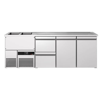 GGM Gastro Direct Draw Beer Dispenser / Kegerator PREMIUM - 2500x700mm - Double Solid Doors & 2 Drawers