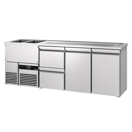 GGM Gastro Direct Draw Beer Dispenser / Kegerator PREMIUM - 2500x700mm - Double Solid Doors & 2 Drawers