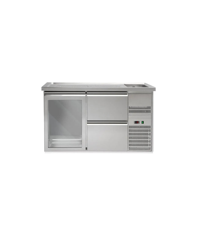GGM Gastro Direct Draw Beer Dispenser / Kegerator PREMIUM PLUS - 1550x700mm - Single Glass Door & 2 Drawers