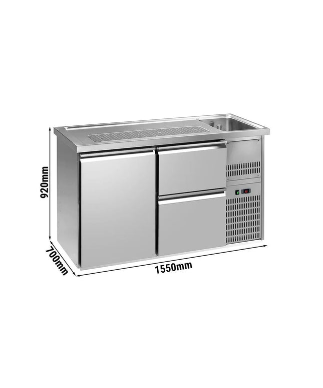 GGM Gastro Direct Draw Beer Dispenser / Kegerator PREMIUM PLUS - 1550x700mm - 1 Solid Door & 2 Drawers