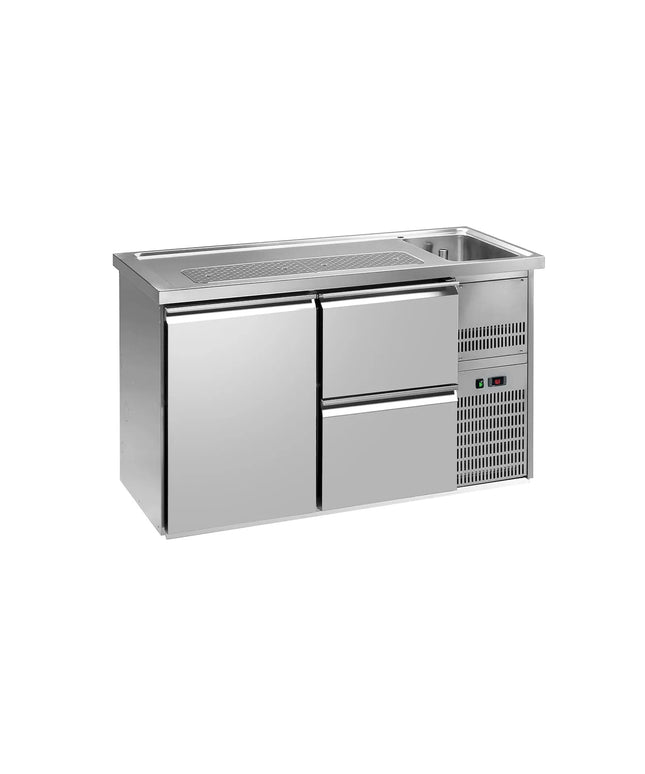 GGM Gastro Direct Draw Beer Dispenser / Kegerator PREMIUM PLUS - 1550x700mm - Single Solid Door & 2 Drawers