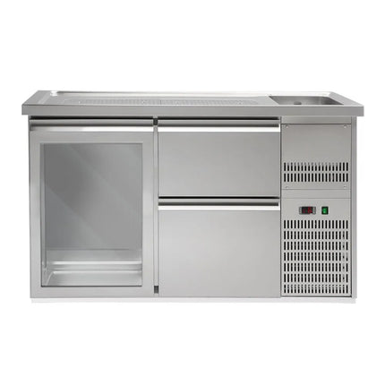 GGM Gastro Direct Draw Beer Dispenser / Kegerator PREMIUM PLUS - 1550x700mm - 1 Glass Door & 2 Drawers