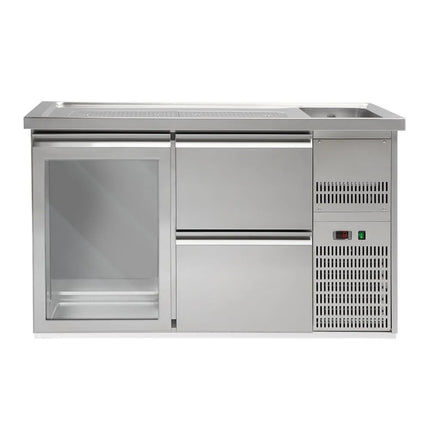 GGM Gastro Direct Draw Beer Dispenser / Kegerator PREMIUM PLUS - 1550x700mm - Single Glass Door & 2 Drawers