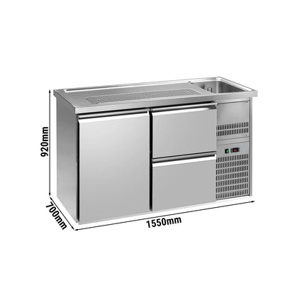 GGM Gastro Direct Draw Beer Dispenser / Kegerator PREMIUM PLUS - 1550x700mm - Single Solid Door & 2 Drawers