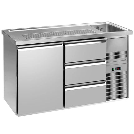 GGM Gastro Direct Draw Beer Dispenser / Kegerator PREMIUM PLUS - 1550x700mm - 1 Solid Door & 3 Drawers