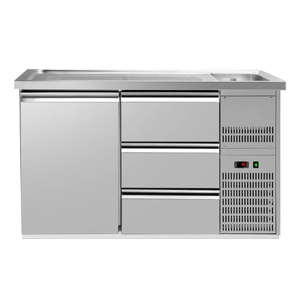 GGM Gastro Direct Draw Beer Dispenser / Kegerator PREMIUM PLUS - 1550x700mm - 1 Solid Door & 3 Drawers