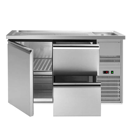 GGM Gastro Direct Draw Beer Dispenser / Kegerator PREMIUM PLUS - 1550x700mm - Single Solid Door & 2 Drawers
