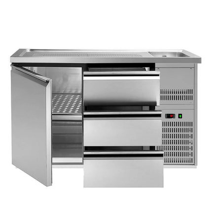 GGM Gastro Direct Draw Beer Dispenser / Kegerator PREMIUM PLUS - 1550x700mm - 1 Solid Door & 3 Drawers