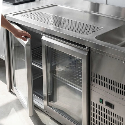 GGM Gastro Direct Draw Beer Dispenser / Kegerator PREMIUM PLUS - 1550x700mm - Double Glass Doors