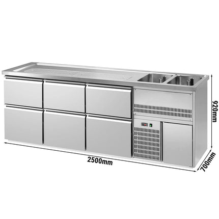GGM Gastro Direct Draw Beer Dispenser / Kegerator PREMIUM PLUS - 2500x700mm - with 6 drawers