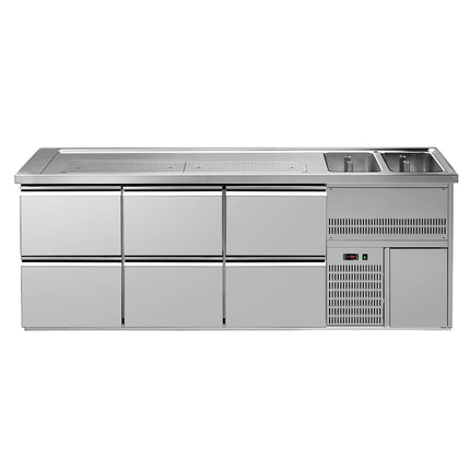 GGM Gastro Direct Draw Beer Dispenser / Kegerator PREMIUM – Right 2-Sink – 2500×700 mm – 6 Uncooled Drawers