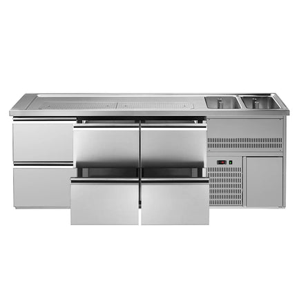 GGM Gastro Direct Draw Beer Dispenser / Kegerator PREMIUM – Right 2-Sink – 2500×700 mm – 6 Uncooled Drawers