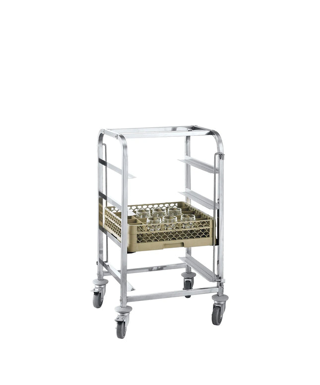 GGM Gastro Dishwasher Basket Trolley - for 4 Baskets - Basket Size: 400x400mm - with 4 storage areas