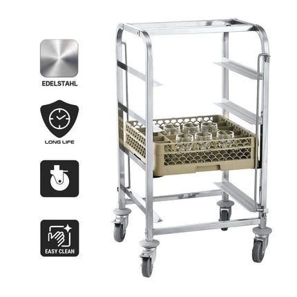 GGM Gastro Dishwasher Basket Trolley - for 4 Baskets - Basket Size: 400x400mm - with 4 storage areas
