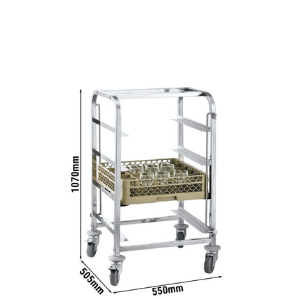 GGM Gastro Dishwasher Basket Trolley  - for 4 Baskets Basket Size: 500x500 mm & 400x500 mm Baskets