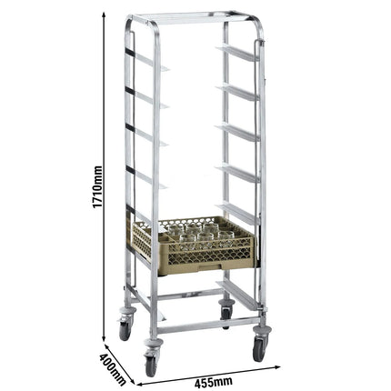 GGM Gastro Dishwasher Basket Trolley - for 7 Baskets - Basket Size: 400x400mm
