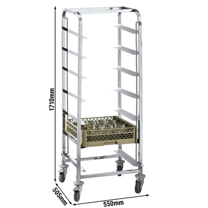 GGM Gastro Dishwasher Basket Trolley - for 7 Baskets - Basket Size: 500x500mm & 400x500mm