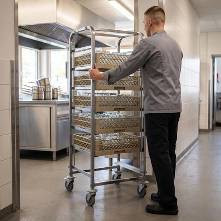 GGM Gastro Dishwasher Basket Trolley - for 7 Baskets - Basket Size: 500x500mm & 400x500mm