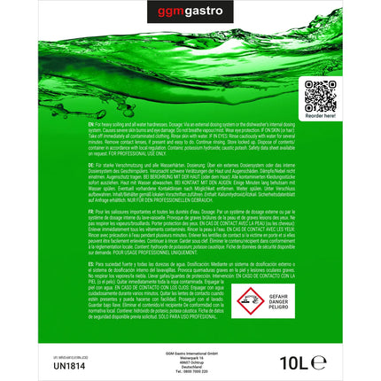 GGM Gastro Dishwasher Detergent Concentrate ECO - for heavy soiling & hard water areas - 10L - Eco-friendly & chlorine-free