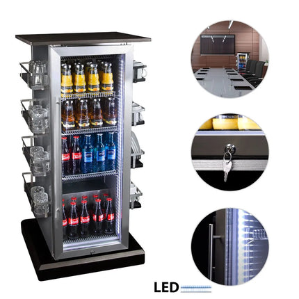 GGM Gastro Display Fridge - 565mm - 75 Litres - with 1 hinged glass door - LED lighting - digital controller with temperature display - Temperature range 0 to 6 °C
