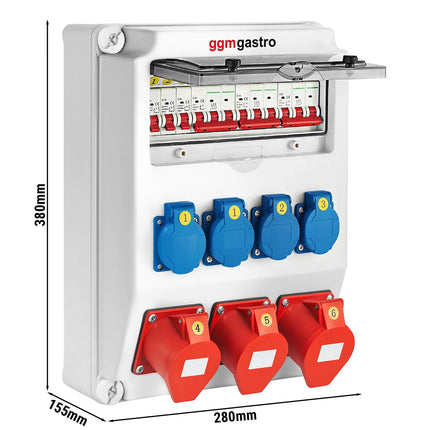 GGM Gastro Distribution Box - 4x 13A, 2x 32A & 1x 32A Sockets