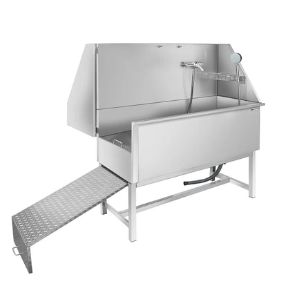 GGM Gastro Dog Bath - with Ramp, Taps and Mixers & perforated stainless steel base