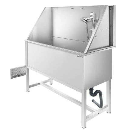 GGM Gastro Dog Bath - with Ramp, Taps and Mixers & perforated stainless steel base