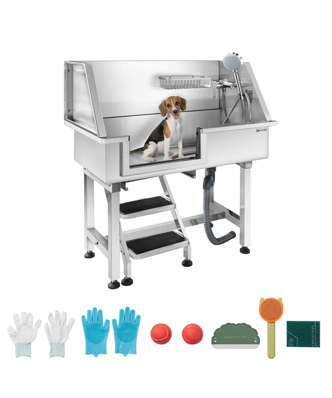 GGM Gastro Dog Bath - with Steps, Taps and Mixers & anti-slip mat