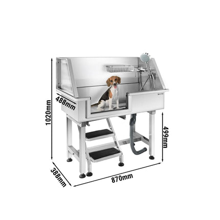 GGM Gastro Dog Bath - with Steps, Taps and Mixers & anti-slip mat