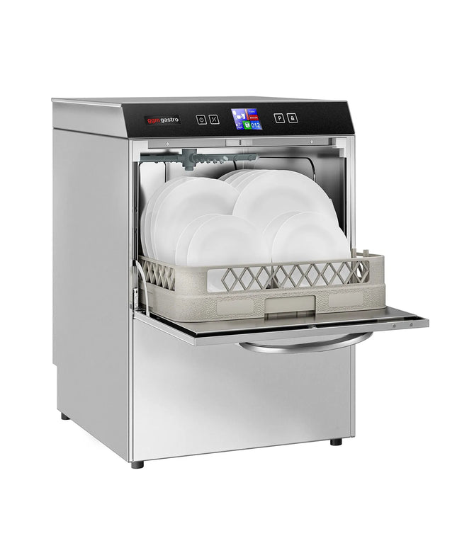 GGM Gastro Double-skinned Commercial Dishwasher - Digital Controls - 3.55kW - with Drain, Rinse Aid & Detergent Pumps
