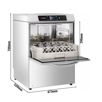 GGM Gastro Double-skinned Compact Glasswasher - Digital - 3.4kW - with Drain Pump, Detergent & Rinse Aid Pumps & Wi-Fi Option