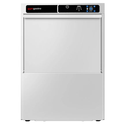 GGM Gastro Double-skinned Undercounter Commercial Dishwasher - 500mm Basket - Touch Controls - 3.6kW - with Integrated Water Softener - with Drain, Rinse Aid & Detergent Pumps