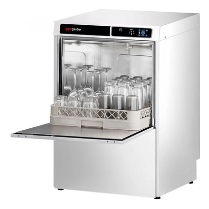GGM Gastro Double-skinned Undercounter Commercial Dishwasher - 500mm Basket - Touch Controls - 3.6kW - with Integrated Water Softener - with Drain, Rinse Aid & Detergent Pumps