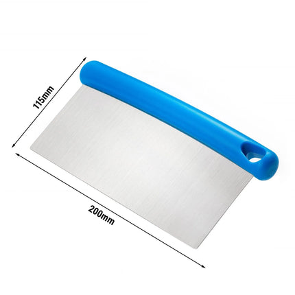 GGM Gastro Dough Scraper - Flexible Stainless Steel Blade - 200x115mm - Blue - Plastic Handle