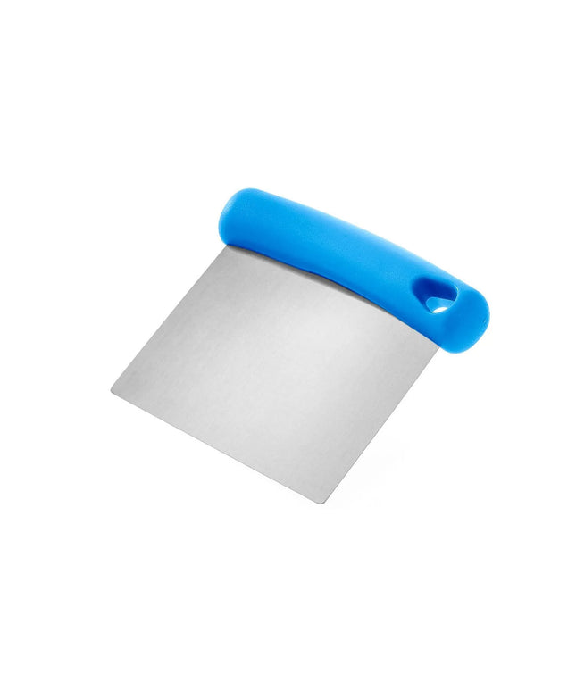 GGM Gastro Dough Scraper - Flexible Stainless Steel Blade - 80x115mm - Blue - Plastic Handle