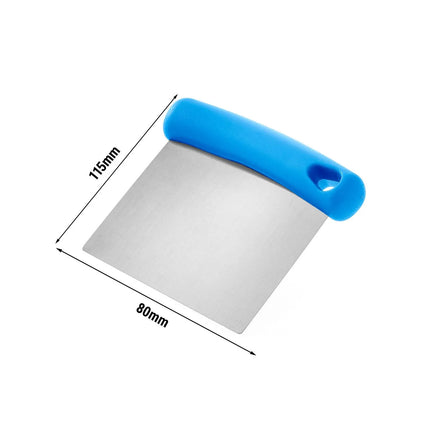 GGM Gastro Dough Scraper - Flexible Stainless Steel Blade - 80x115mm - Blue - Plastic Handle